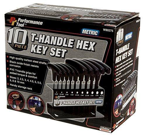 Performance Tool W80275 Metric T-Handle Hex Key Set, 10-Piece - TaoTaoPartsDirect.com